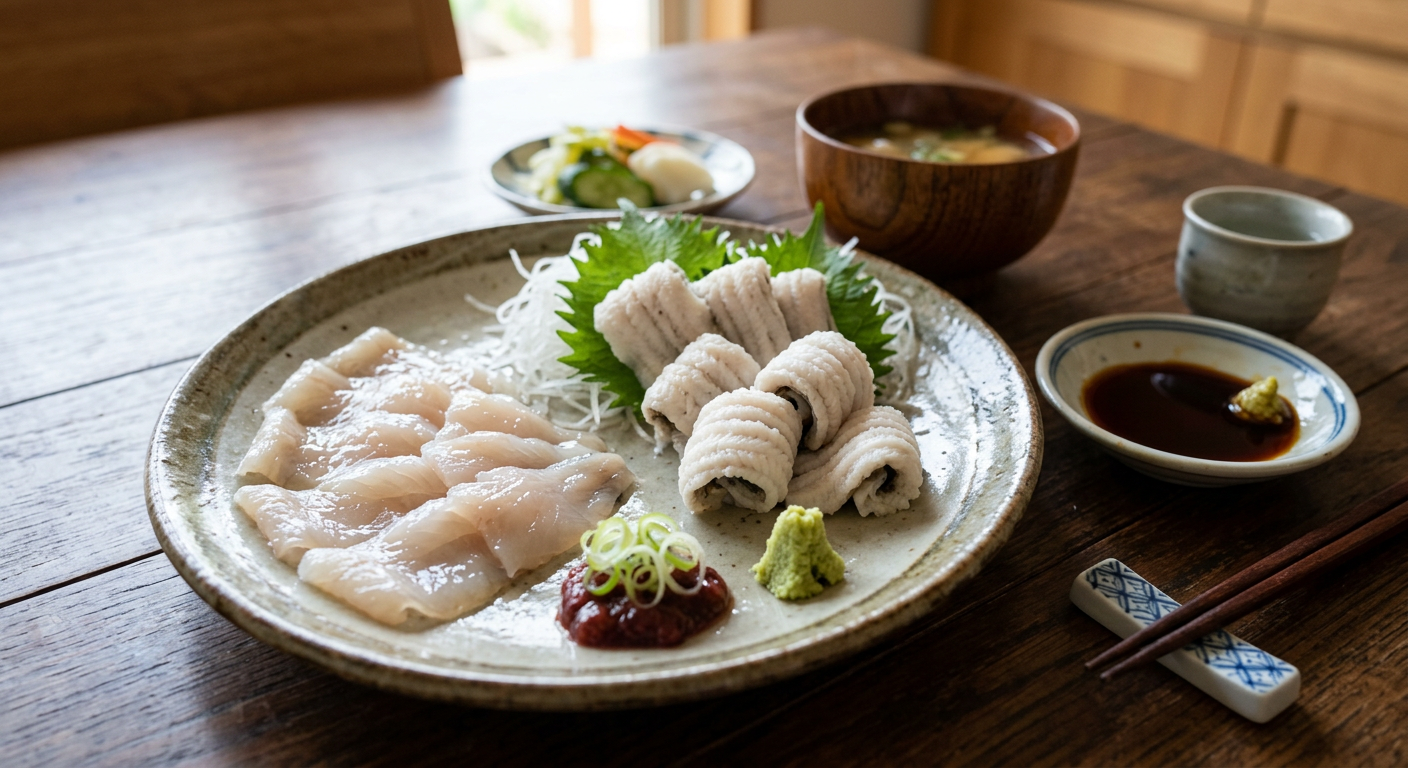 アナゴの湯引き・刺身